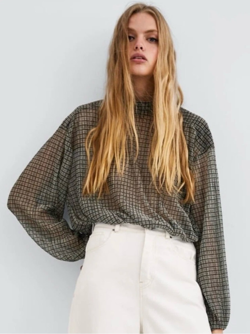 Zara Trafaluc Sheer Blouse in Size Large